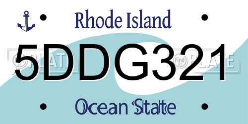 5DDG321 Rhode Island License Plate