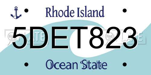5DET823 Rhode Island License Plate