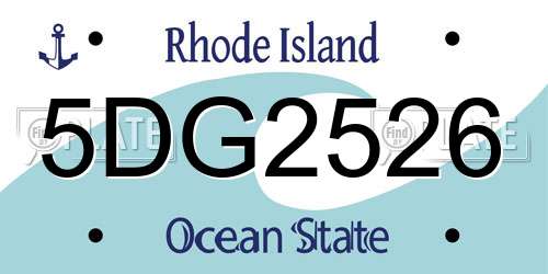 5DG2526 Rhode Island License Plate
