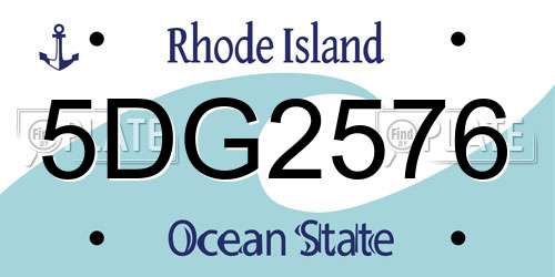 5DG2576 Rhode Island License Plate
