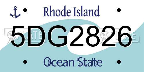 5DG2826 Rhode Island License Plate