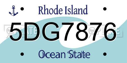 5DG7876 Rhode Island License Plate