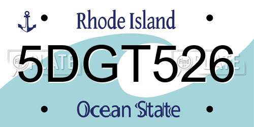 5DGT526 Rhode Island License Plate