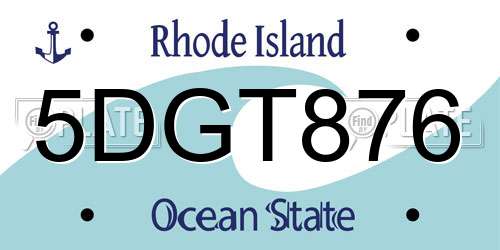 5DGT876 Rhode Island License Plate