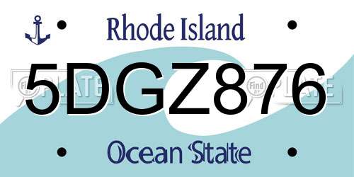 5DGZ876 Rhode Island License Plate