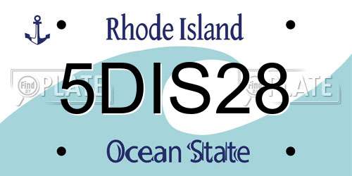 5DIS28 Rhode Island License Plate