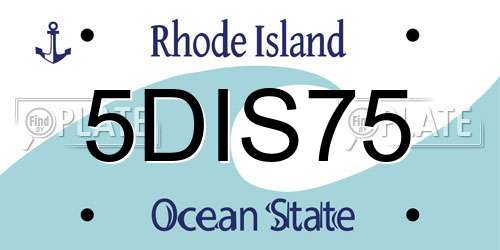 5DIS75 Rhode Island License Plate