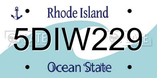 5DIW229 Rhode Island License Plate