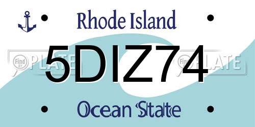 5DIZ74 Rhode Island License Plate