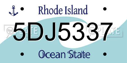 5DJ5337 Rhode Island License Plate