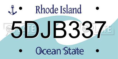 5DJB337 Rhode Island License Plate