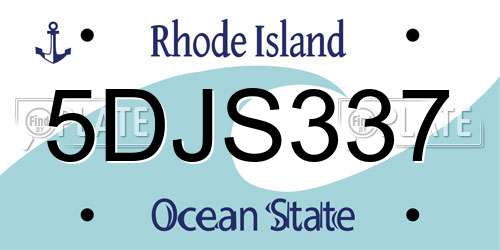 5DJS337 Rhode Island License Plate