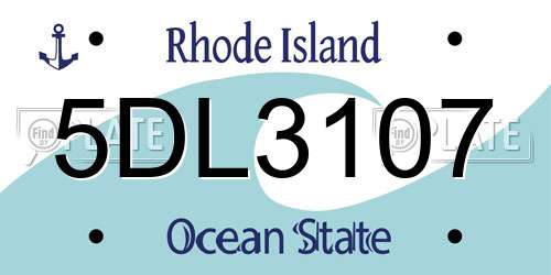 5DL3107 Rhode Island License Plate