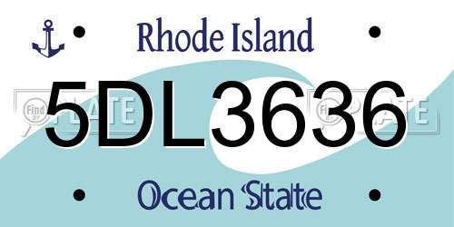5DL3636 Rhode Island License Plate
