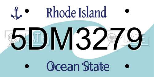 5DM3279 Rhode Island License Plate