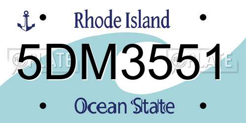 5DM3551 Rhode Island License Plate