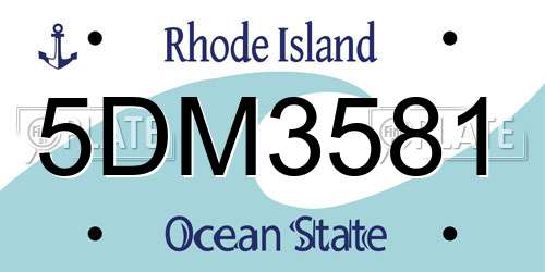 5DM3581 Rhode Island License Plate