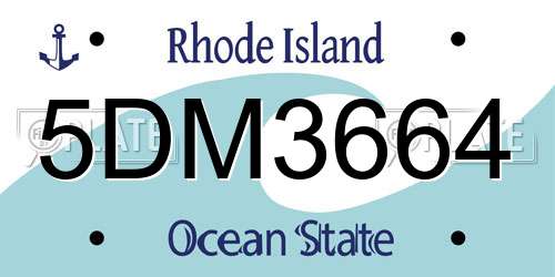 5DM3664 Rhode Island License Plate
