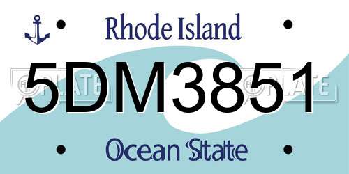 5DM3851 Rhode Island License Plate