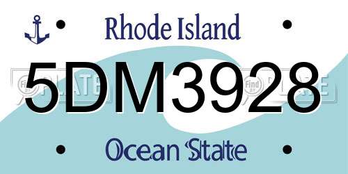 5DM3928 Rhode Island License Plate