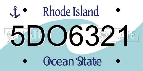 5DO6321 Rhode Island License Plate