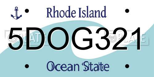 5DOG321 Rhode Island License Plate