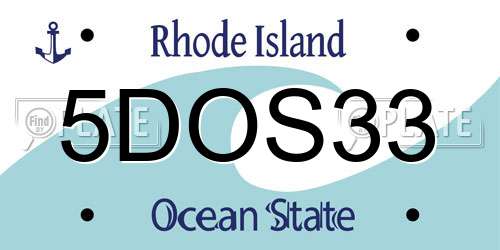 5DOS33 Rhode Island License Plate