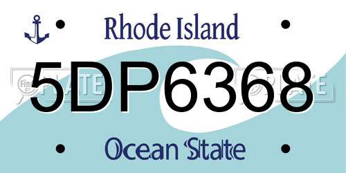 5DP6368 Rhode Island License Plate
