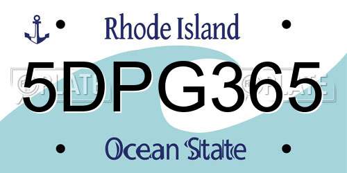 5DPG365 Rhode Island License Plate