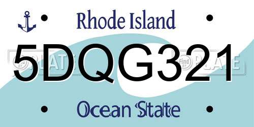 5DQG321 Rhode Island License Plate