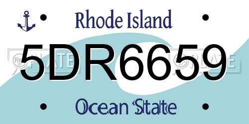 5DR6659 Rhode Island License Plate