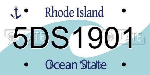 5DS1901 Rhode Island License Plate