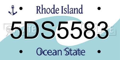 5DS5583 Rhode Island License Plate