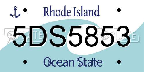 5DS5853 Rhode Island License Plate