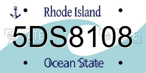 5DS8108 Rhode Island License Plate