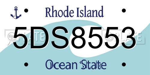 5DS8553 Rhode Island License Plate