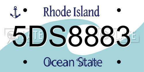 5DS8883 Rhode Island License Plate