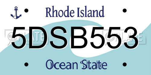 5DSB553 Rhode Island License Plate