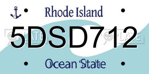 5DSD712 Rhode Island License Plate