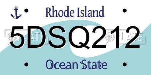 5DSQ212 Rhode Island License Plate