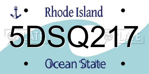 5DSQ217 Rhode Island License Plate