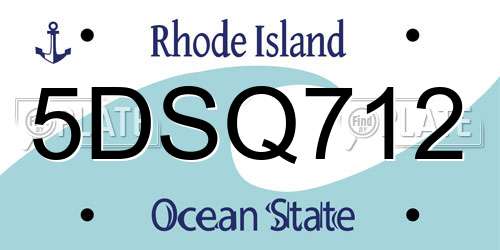 5DSQ712 Rhode Island License Plate