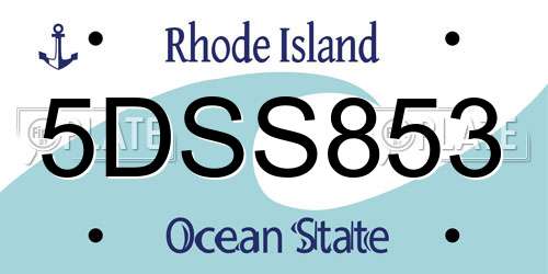 5DSS853 Rhode Island License Plate