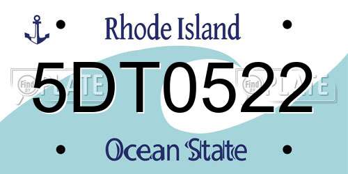 5DT0522 Rhode Island License Plate