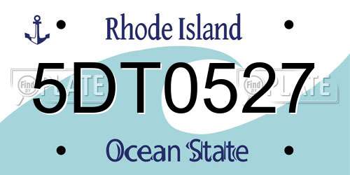 5DT0527 Rhode Island License Plate