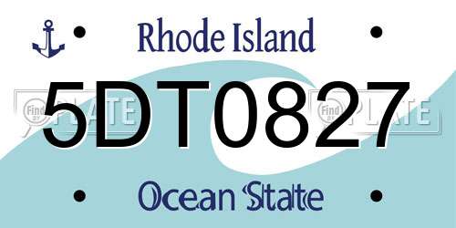 5DT0827 Rhode Island License Plate
