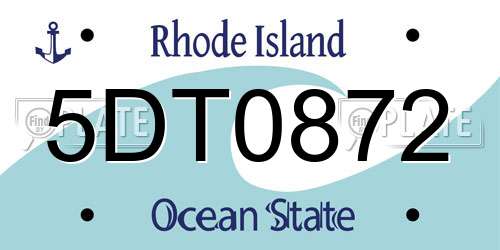 5DT0872 Rhode Island License Plate