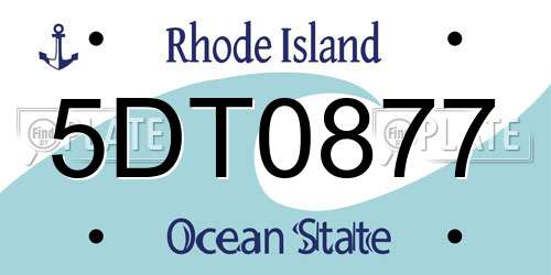 5DT0877 Rhode Island License Plate
