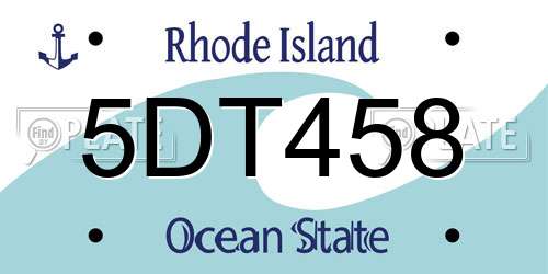 5DT458 Rhode Island License Plate