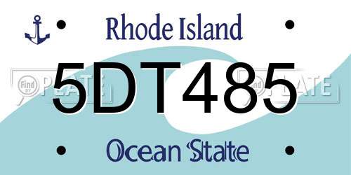 5DT485 Rhode Island License Plate